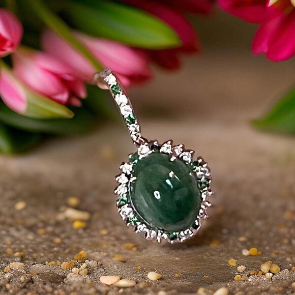 Garnet Tsavorite & Diamond Earrings 14k WG 22.44 TCW Certified $6,950 311038 - Picture 9 of 12